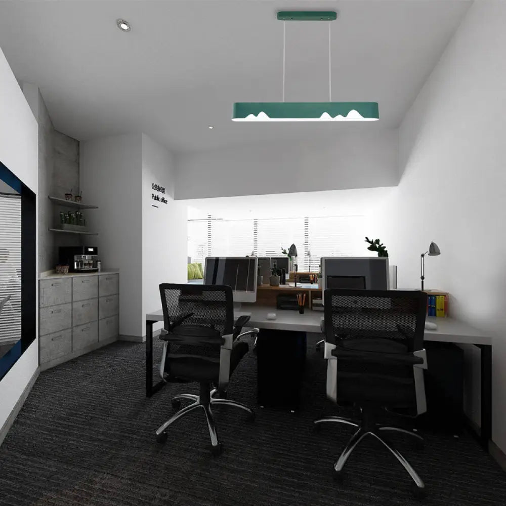 Modern LED Linear Chandelier - White/Black/Green - Rectangular Design - Hanging Ceiling Light in White/Warm Light
