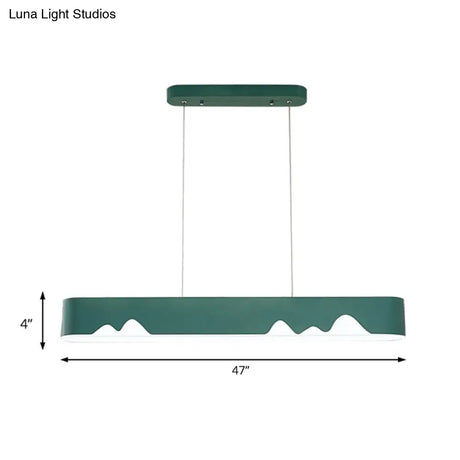 Modern LED Linear Chandelier - White/Black/Green - Rectangular Design - Hanging Ceiling Light in White/Warm Light
