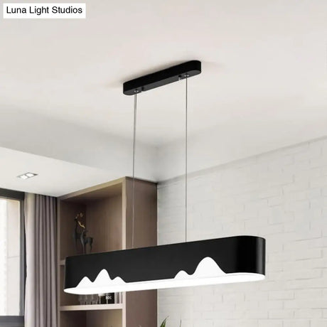 Modern LED Linear Chandelier - White/Black/Green - Rectangular Design - Hanging Ceiling Light in White/Warm Light