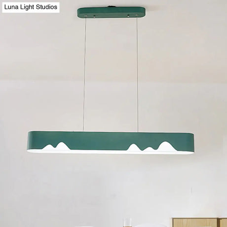 Modern LED Linear Chandelier - White/Black/Green - Rectangular Design - Hanging Ceiling Light in White/Warm Light