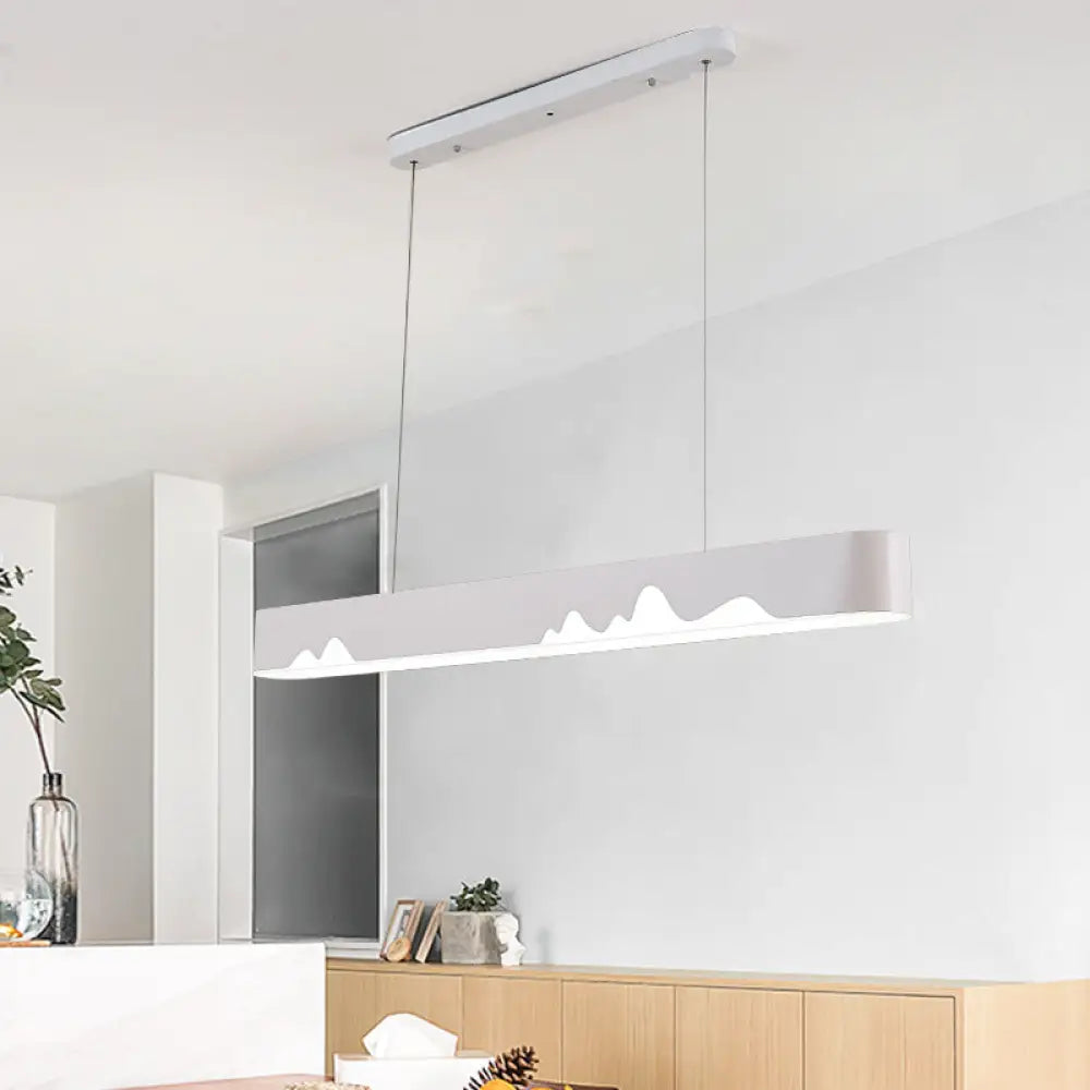 Modern LED Linear Chandelier - White/Black/Green - Rectangular Design - Hanging Ceiling Light in White/Warm Light