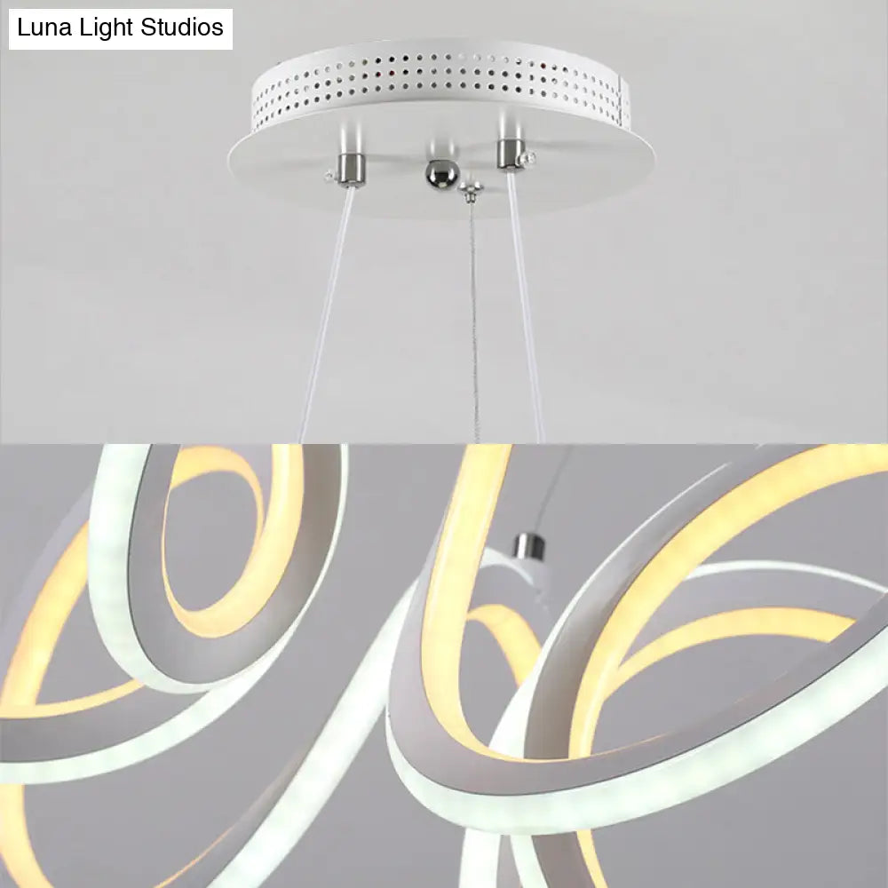 Modern Led Living Room Chandelier With Cycle Acrylic Shade - White Pendant