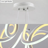 Modern Led Living Room Chandelier With Cycle Acrylic Shade - White Pendant