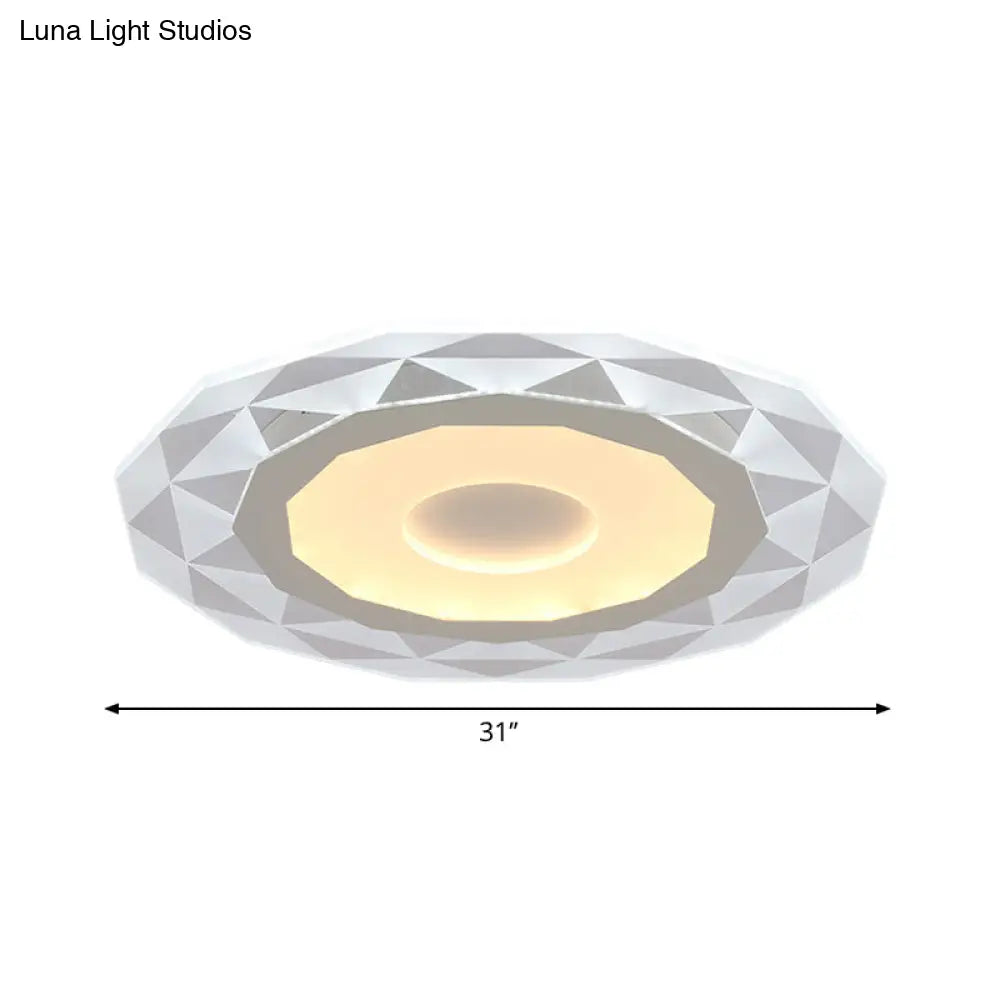 Modern Led Living Room Flush Mount Light With Diamond-Shaped Acrylic Shade -