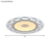 Modern Led Living Room Flush Mount Light With Diamond-Shaped Acrylic Shade -