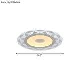 Modern Led Living Room Flush Mount Light With Diamond-Shaped Acrylic Shade -