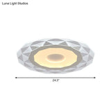 Modern Led Living Room Flush Mount Light With Diamond-Shaped Acrylic Shade -