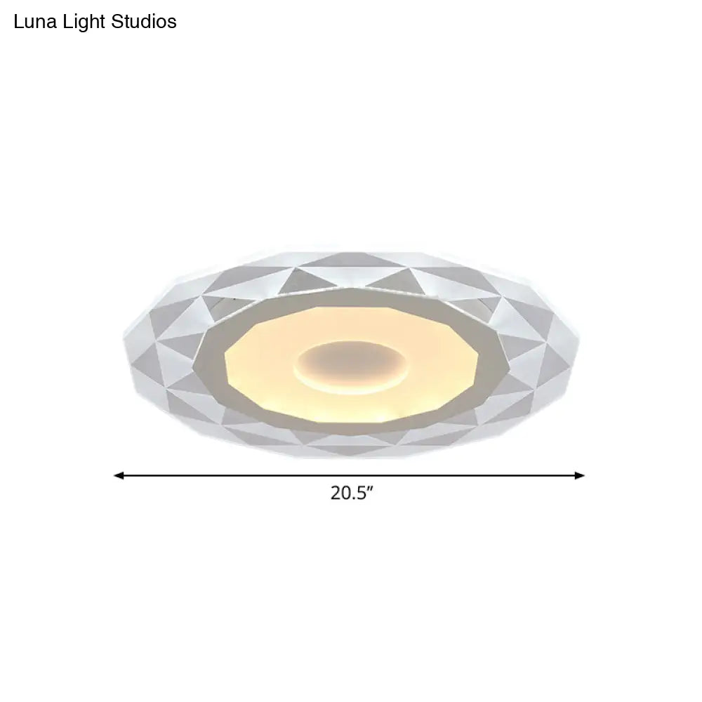 Modern Led Living Room Flush Mount Light With Diamond-Shaped Acrylic Shade -