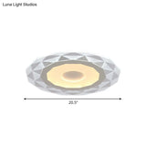 Modern Led Living Room Flush Mount Light With Diamond-Shaped Acrylic Shade -