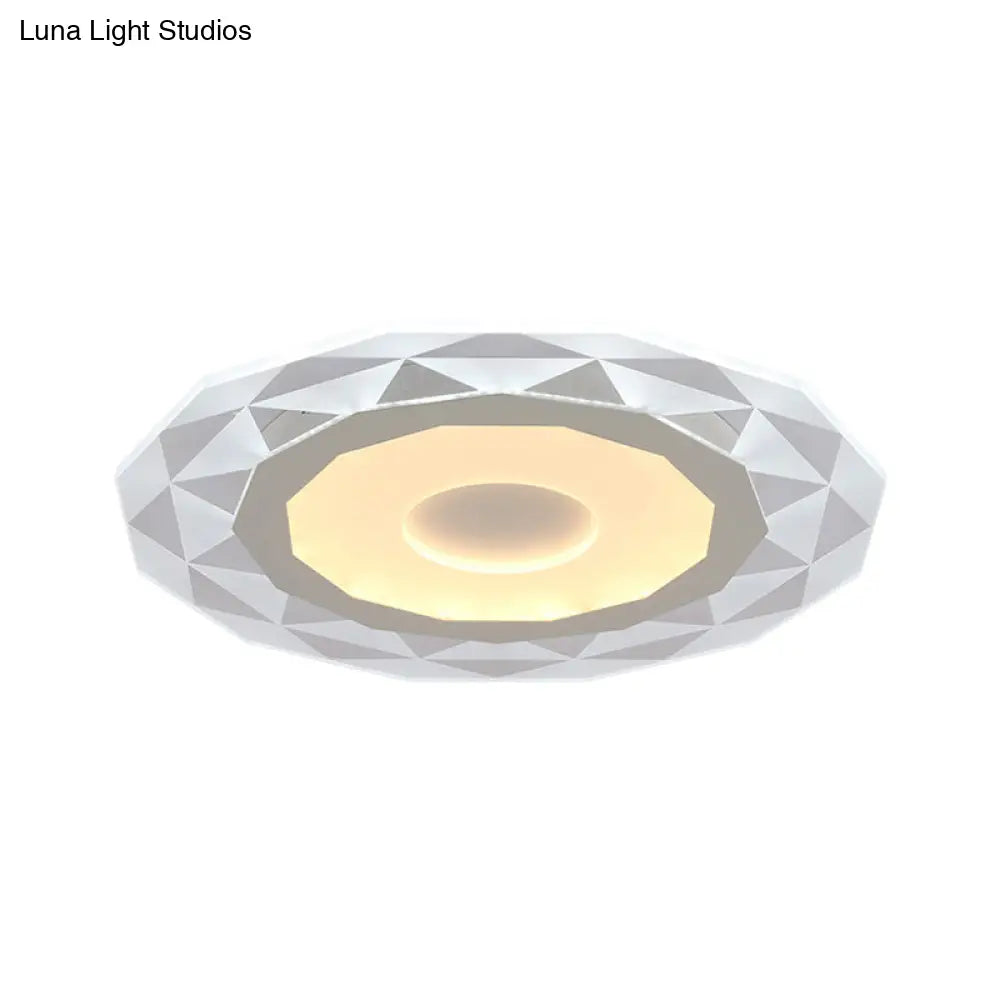 Modern Led Living Room Flush Mount Light With Diamond-Shaped Acrylic Shade -