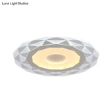 Modern Led Living Room Flush Mount Light With Diamond-Shaped Acrylic Shade -