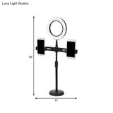 Modern Led Makeup Lamp With Usb Port - Black Metal Circle Shape