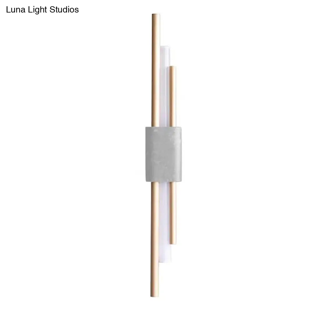 Modern Led Marble Rectangle Wall Light With Slim Tube Detail In White/Warm White/Green Color Option