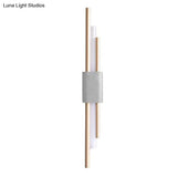 Modern Led Marble Rectangle Wall Light With Slim Tube Detail In White/Warm White/Green Color Option