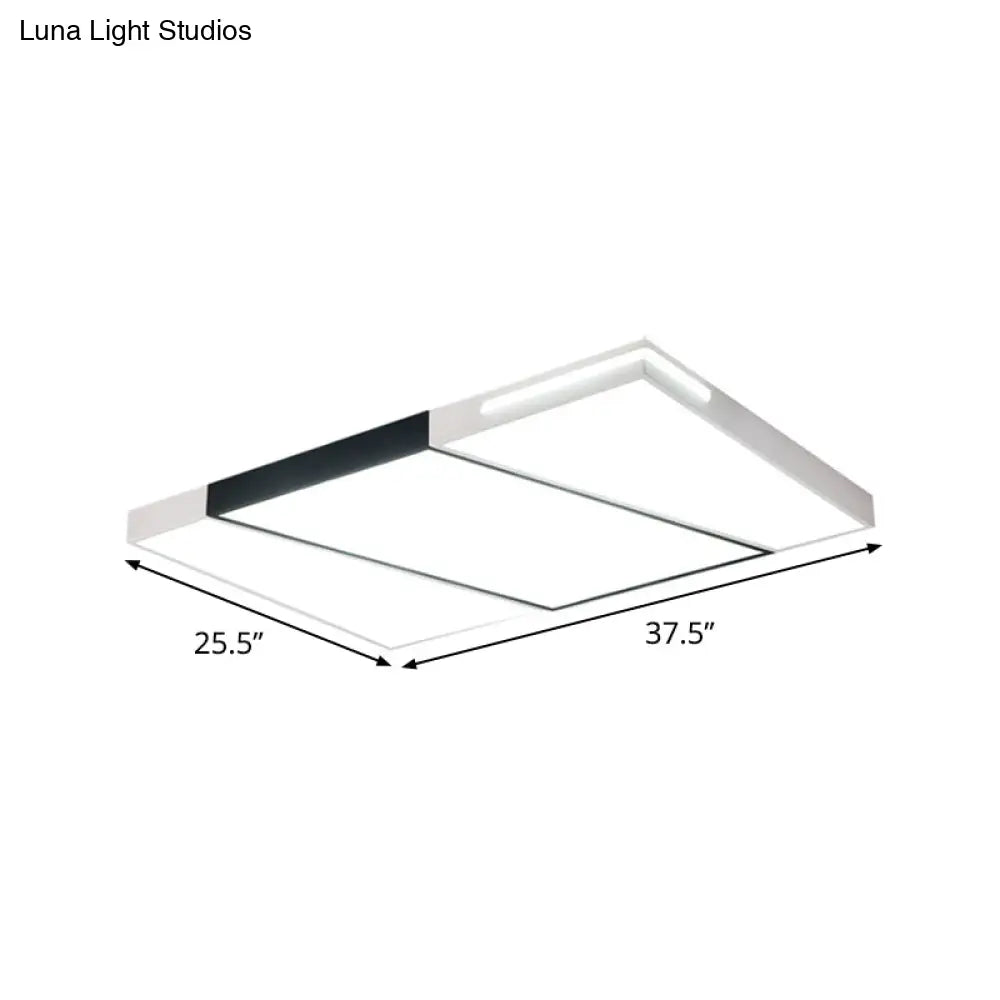 Modern Led Metal Ceiling Light For Bedroom - Warm/White Rectangular/Square Flush Mount
