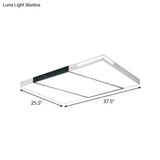 Modern Led Metal Ceiling Light For Bedroom - Warm/White Rectangular/Square Flush Mount