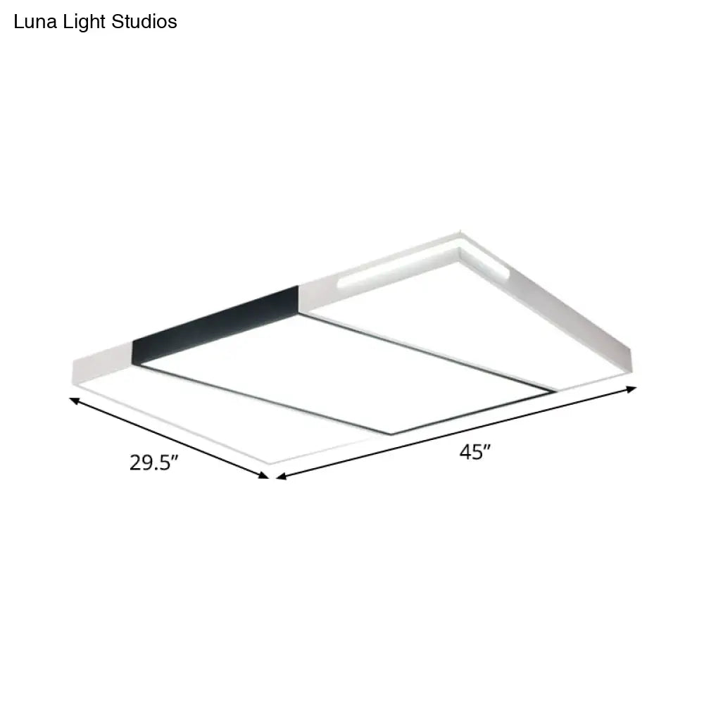 Modern Led Metal Ceiling Light For Bedroom - Warm/White Rectangular/Square Flush Mount