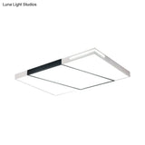 Modern Led Metal Ceiling Light For Bedroom - Warm/White Rectangular/Square Flush Mount