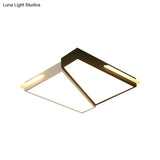 Modern Led Metal Ceiling Light For Bedroom - Warm/White Rectangular/Square Flush Mount