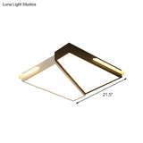 Modern Led Metal Ceiling Light For Bedroom - Warm/White Rectangular/Square Flush Mount
