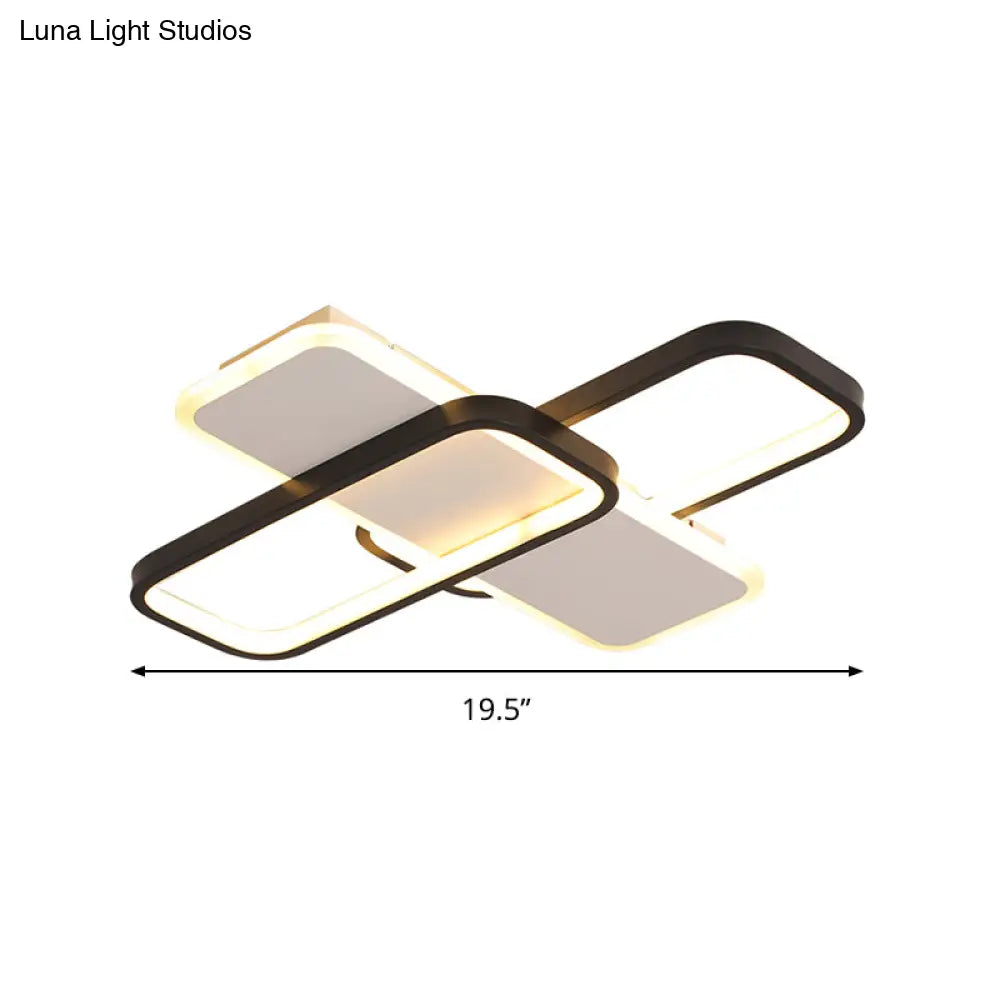 Modern Led Metal Ceiling Light With Stepless Dimming And Remote Control - Black/White Warm/Cool