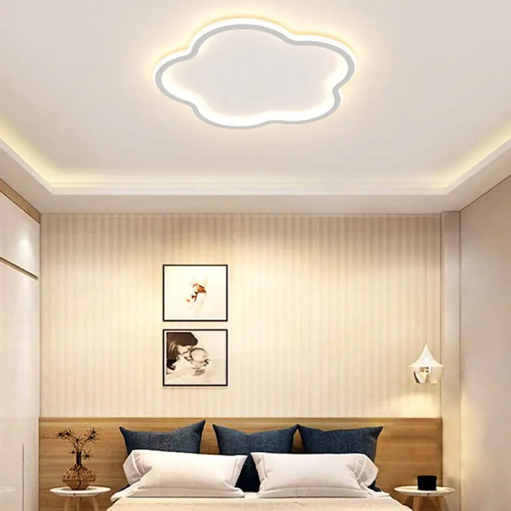 Modern Led Metal Flush Mount Ceiling Light Fixture For Flower Bedroom Illumination White / Warm