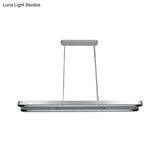 Modern Led Metal Pendant Lamp In Silver With Elongated Oval Shape - Choice Of White Warm Or Natural