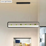 Modern Led Metal Rectangular Chandelier 27.5 Wide Ceiling Hung Light In White/Black With Artificial