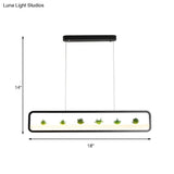 Modern Led Metal Rectangular Chandelier 27.5 Wide Ceiling Hung Light In White/Black With Artificial
