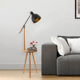Modern Led Metal Standing Lamp - Adjustable Arm White/Black Finish Black