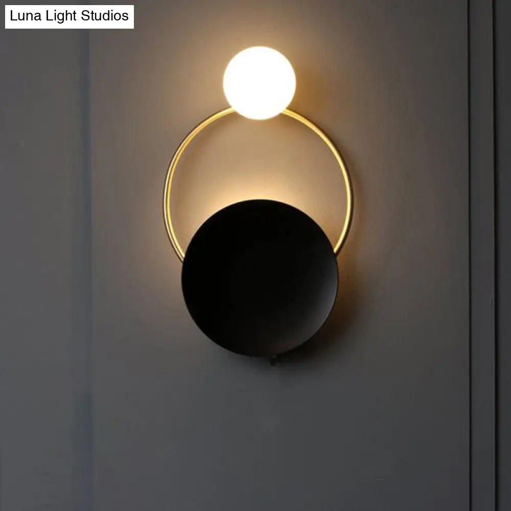 Modern Led Metal Wall Mounted Light Fixture In Black With White/Yellow Lighting