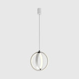 Modern Led Pendant Light With Crossed Ring Design - Black/White Metallic Shade In Warm/White