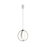 Modern Led Mini Pendant - Black/White Crossed Ring Down Suspension Light With Metallic Shade Black