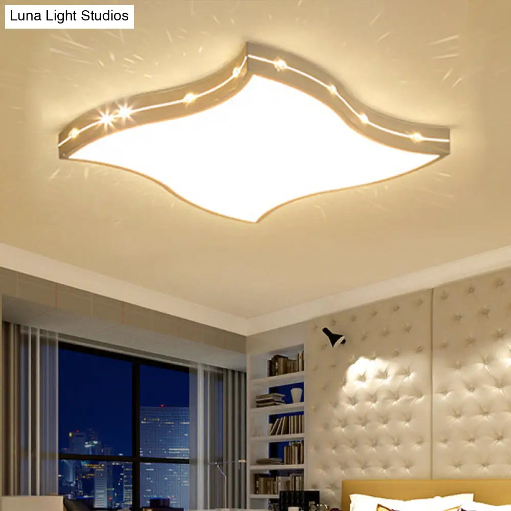 Modern Led Monochromatic Flush Mount Ceiling Light In White For Bedroom / 18 Warm