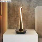 Modern Led Night Table Lamp - Acrylic Twisted Task Lighting In Yellow/Black With Metal Base