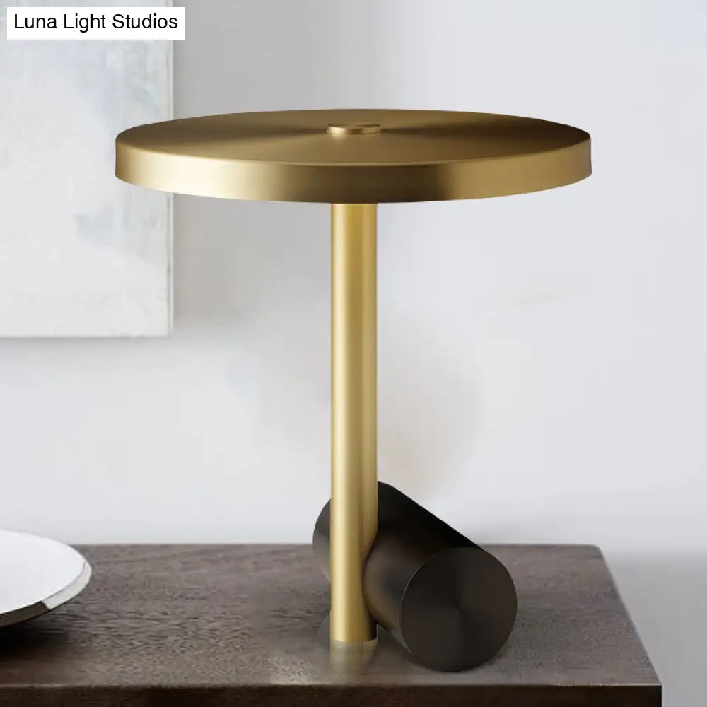 Modern Led Nightstand Lamp: Gold Table Lighting With Metal Shade For Study Room