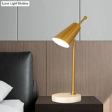 Modern Led Nightstand Table Lamp With Metal Shade In Gold/Silver Finish For Bedroom