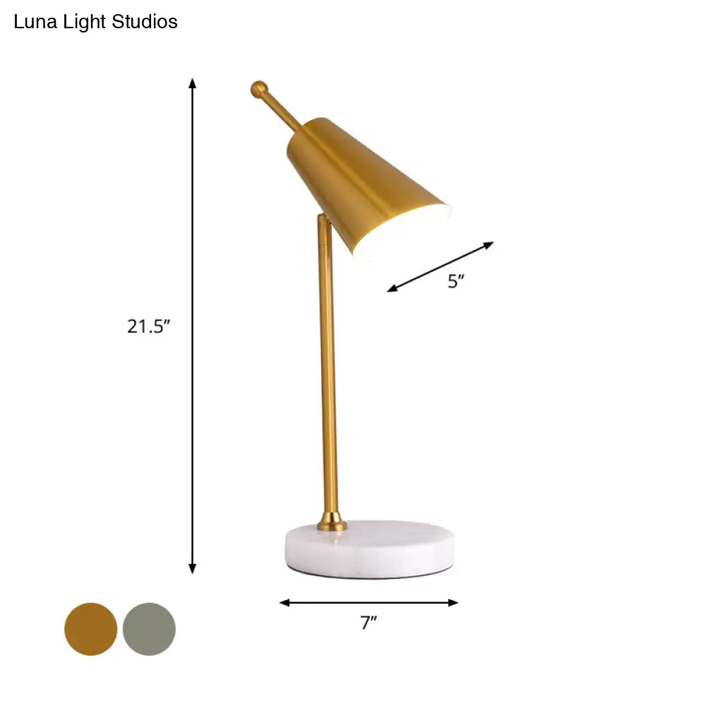 Modern Led Nightstand Table Lamp With Metal Shade In Gold/Silver Finish For Bedroom