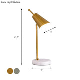 Modern Led Nightstand Table Lamp With Metal Shade In Gold/Silver Finish For Bedroom