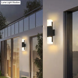 Modern Led Outdoor Wall Light In Black - Rectangle Shape With Acrylic Sconce Fixture