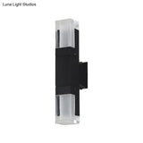Modern Led Outdoor Wall Light In Black - Rectangle Shape With Acrylic Sconce Fixture