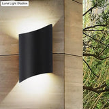 Modern Led Outdoor Wall Sconce With Geometric Metal Shade In Warm/White Light - Black Fixture
