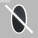 Modern Led Oval And Ring Wall Mount Sconce For Stairways In Black/White/Warm Light