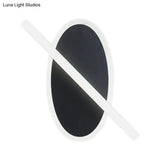 Modern Led Oval And Ring Wall Mount Sconce For Stairways In Black/White/Warm Light
