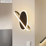 Modern Led Oval And Ring Wall Mount Sconce For Stairways In Black/White/Warm Light