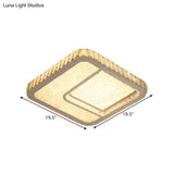 Modern Led Parlor Flushmount Ceiling Fixture With Square Crystal Shade - Chrome Finish In