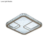 Modern Led Parlor Flushmount Ceiling Fixture With Square Crystal Shade - Chrome Finish In