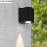 Modern Led Patio Wall Sconce: Rectangular Mini Metal Light Fixture In Black