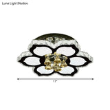 Modern Led Peach Flower Ceiling Lamp With Clear Crystal Blocks