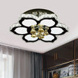 Modern Led Peach Flower Ceiling Lamp With Clear Crystal Blocks Stainless - Steel / B